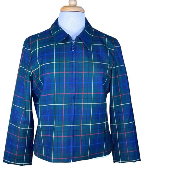 Pendleton Women’s Vintage 100% Virgin Wool Tartan Plaid Blazer No Size Tag Med? - Picture 1 of 11